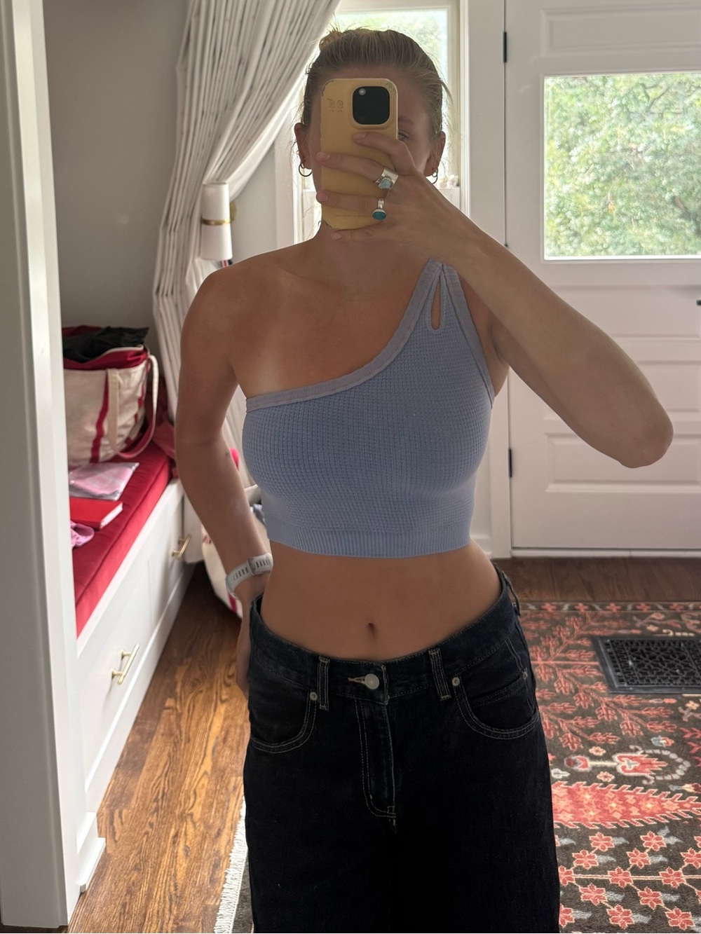 Urban Outfitters One-Shoulder Crop Top in Periwinkle